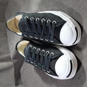 Converse Jack Purcell First In Class Low Top Black Canvas Sneakers VG US 6.5